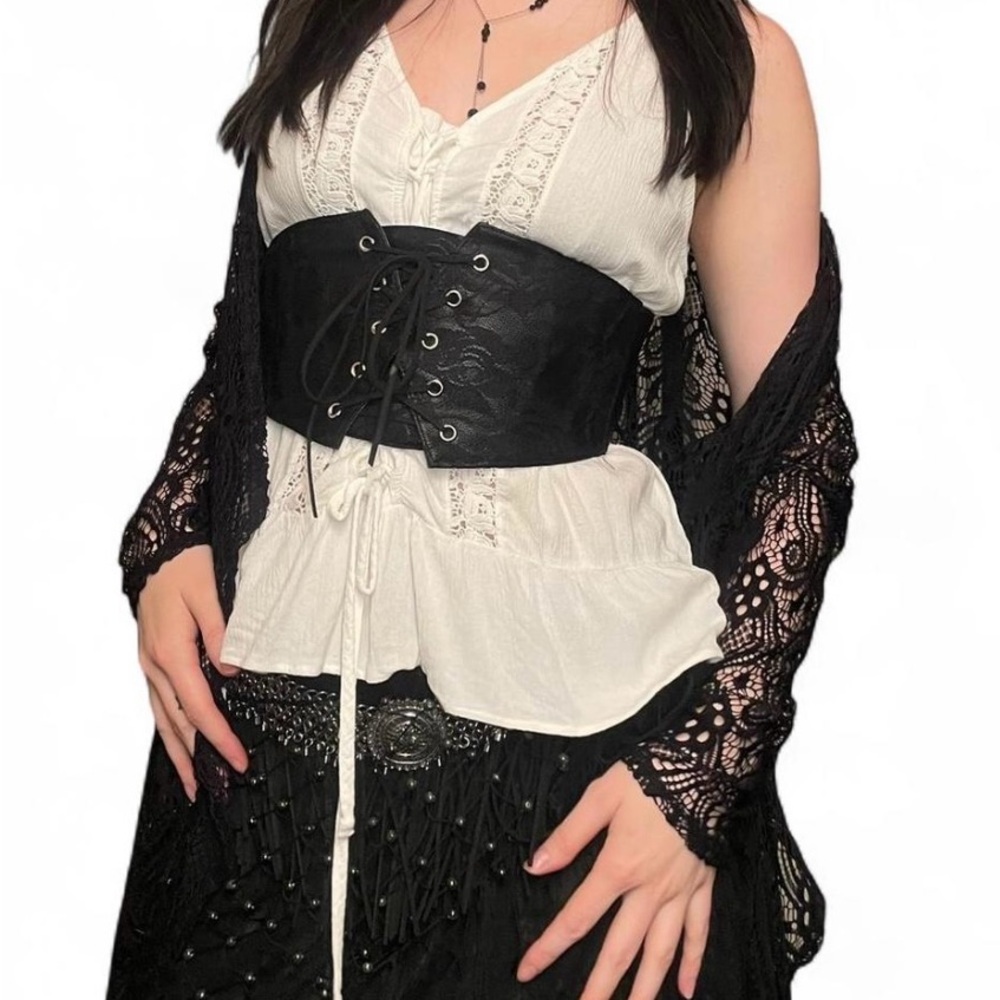 american eagle white pirate sleeveless boho top with tie detailing
